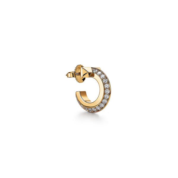 T1 Hoop Earrings in Yellow Gold with Diamonds - Image 4