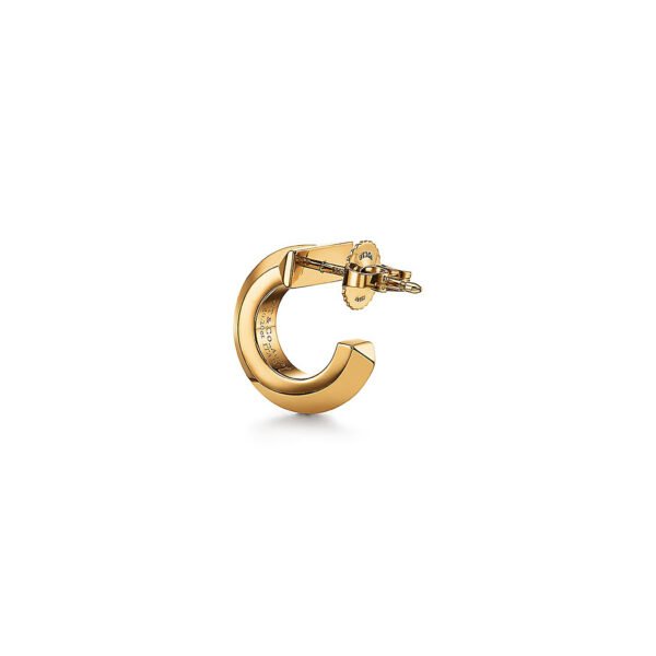 T1 Hoop Earrings in Yellow Gold with Diamonds - Image 5