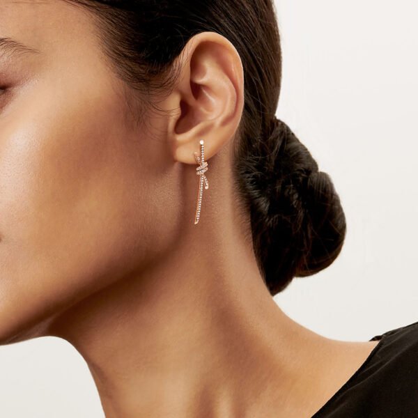 Drop Earrings In Rose Gold With Diamonds - Image 2
