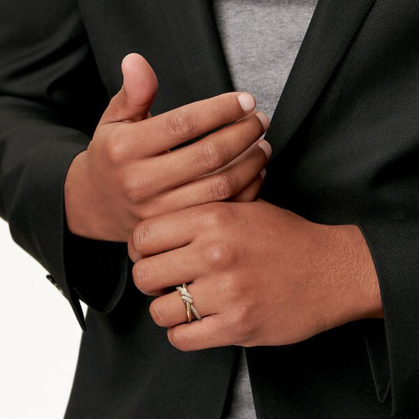 Double Row Ring In Yellow Gold With Stone - Image 3