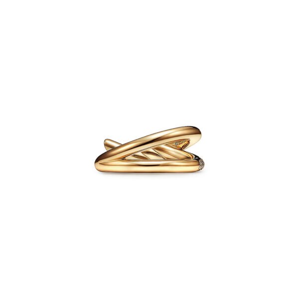 Double Row Ring In Yellow Gold With Stone - Image 4