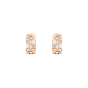 Bee De Chaumet Hoop Earrings In Rose Gold, Set With Brilliant-Cut Stone.